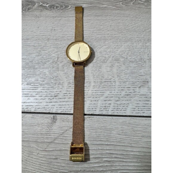 Vintage Skagen SKW7206 Gold Dial Gold Tone Mesh Bracelet Women\'s Watch main image 4